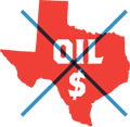 Logo for the new campaign in Palo Alto, No on Texas Oil